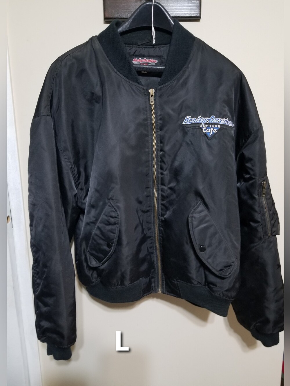 Harley Davidson Jacket, New York Cafe, Bomber-Style, Embroidered, Large